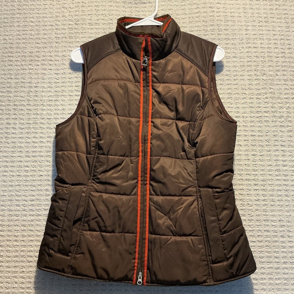 Ariat Women's Quilted Equestrian Puffer Vest Deep Brown L Soft Shell Cowgirl
